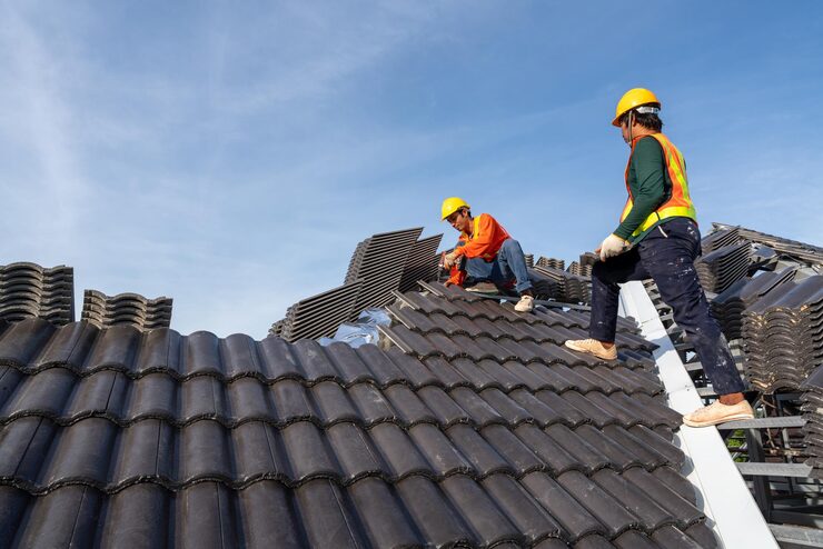 Roofers face risk from falls especially at sloped or unstable surfaces.